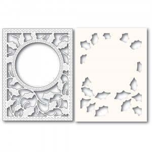 Poppy Stamps Stanzschablone - Holly Frame and Stencil 