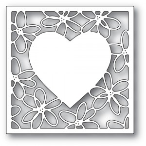 Poppy Stamps Stanzschablone - Scribble Daisy Heart Frame 