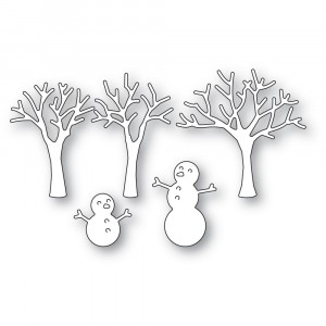 Poppy Stamps Stanzschablone - 2490 Snowman and Trees